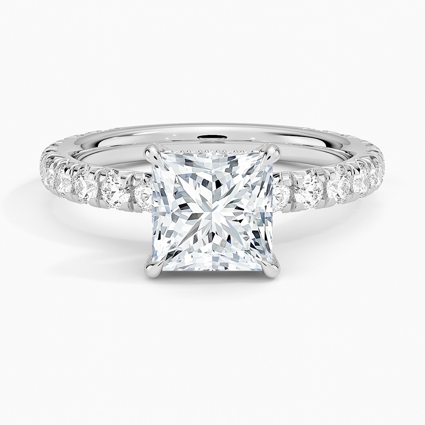 Olympia Three-Quarter Coverage Diamond Ring Platinum Princess Engagement Ring