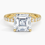 Olympia Three-Quarter Coverage Diamond Ring Yellow Gold 18k Asscher Engagement Ring