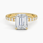 Olympia Three-Quarter Coverage Diamond Ring Yellow Gold 18k Emerald Engagement Ring