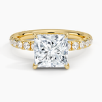 Olympia Three-Quarter Coverage Diamond Ring Yellow Gold 18k Princess Engagement Ring