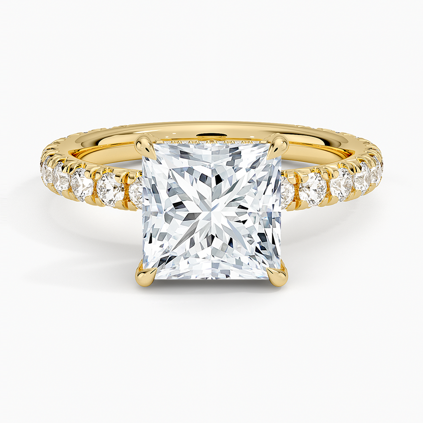 Olympia Three-Quarter Coverage Diamond Ring Yellow Gold 18k Princess Engagement Ring