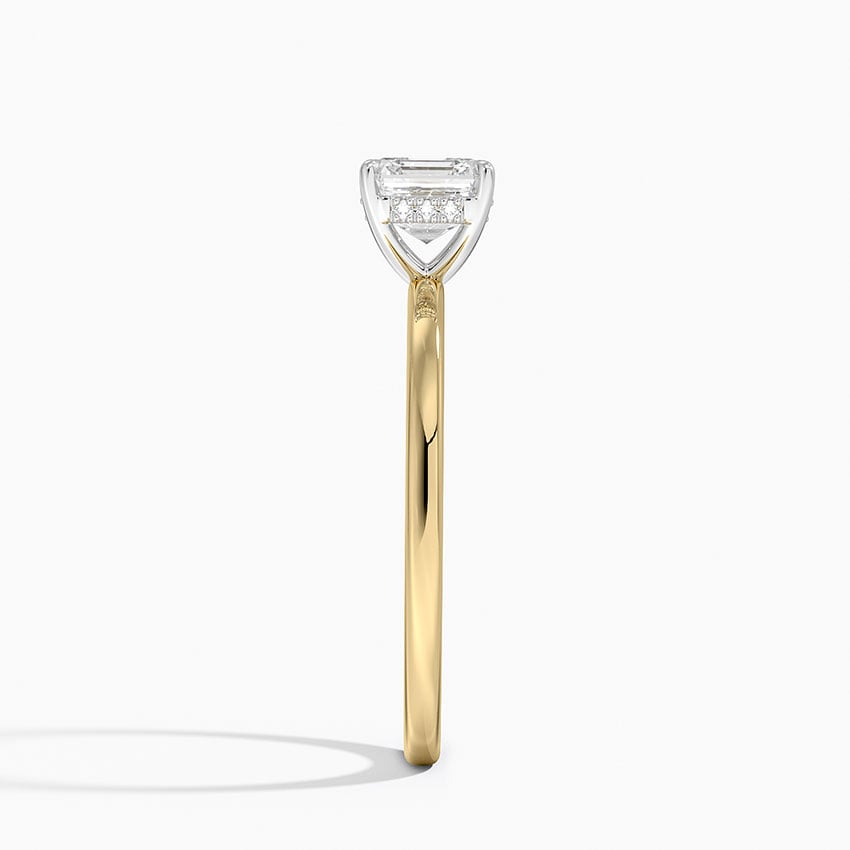 Adorned Mixed Metal Diamond Ring Yellow Gold 18k Asscher Engagement Ring