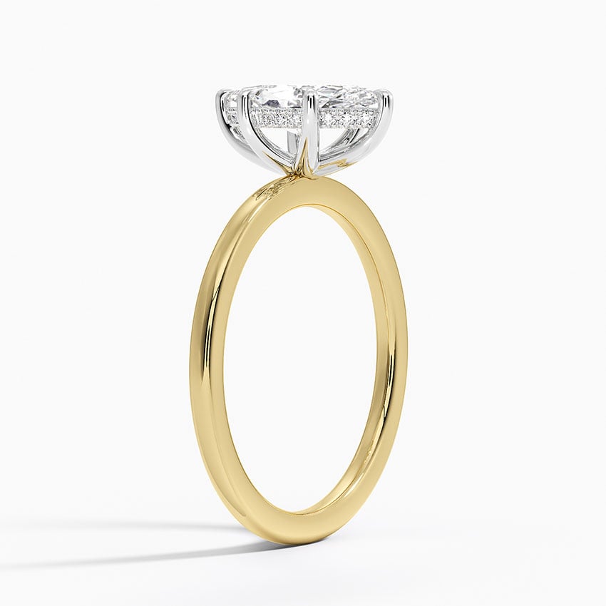 Adorned Mixed Metal Diamond Ring Yellow Gold 18k Marquise Engagement Ring