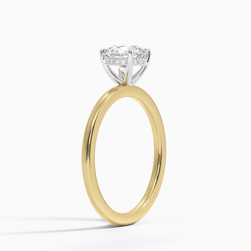 Adorned Mixed Metal Diamond Ring Yellow Gold 18k Round Engagement Ring