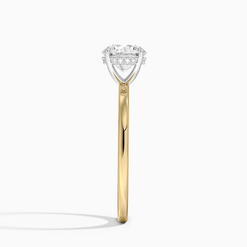 Adorned Mixed Metal Diamond Ring Yellow Gold 18k Round Engagement Ring