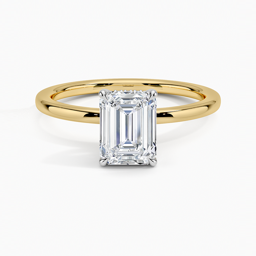 Adorned Mixed Metal Diamond Ring White Gold 18k Emerald Engagement Ring