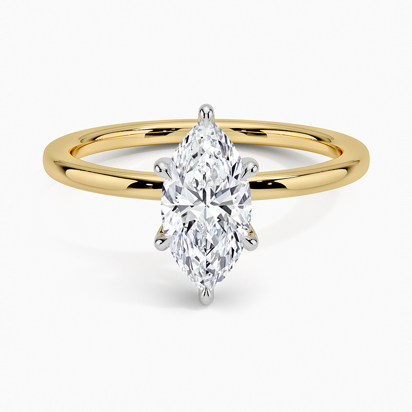 Adorned Mixed Metal Diamond Ring White Gold 18k Marquise Engagement Ring