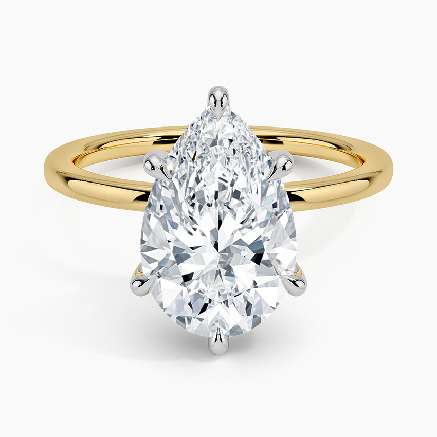 Adorned Mixed Metal Diamond Ring White Gold 18k Pear Engagement Ring