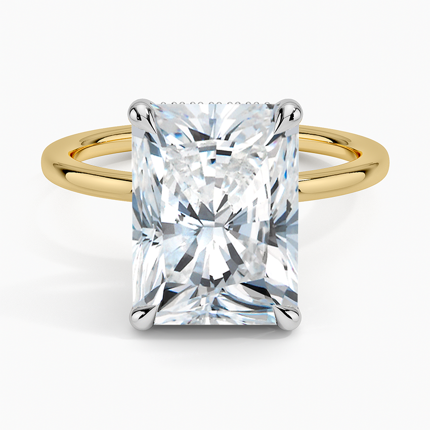 Adorned Mixed Metal Diamond Ring White Gold 18k Radiant Engagement Ring