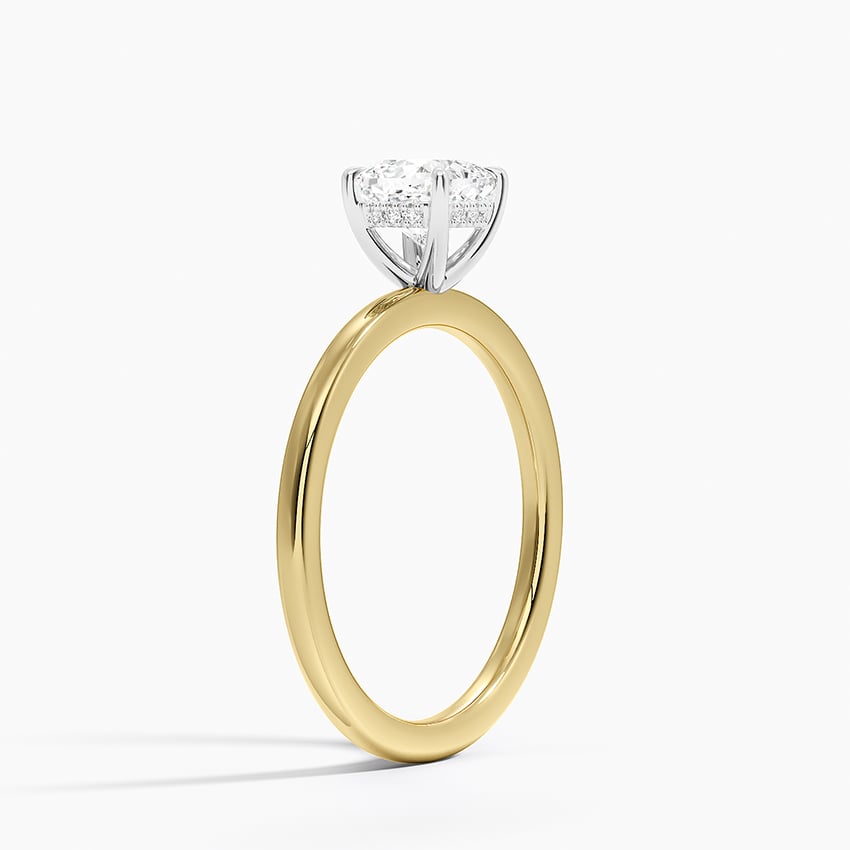 Platinum Adorned Mixed Metal Diamond Ring Yellow Gold 18k Cushion Engagement Ring