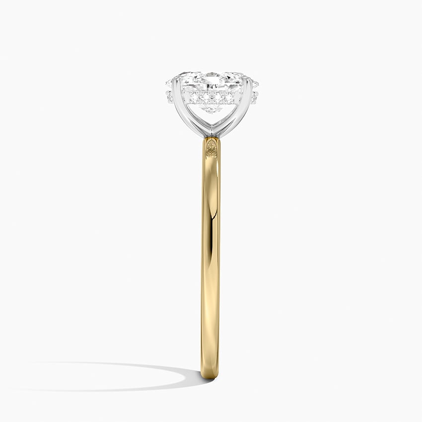 Platinum Adorned Mixed Metal Diamond Ring Yellow Gold 18k Oval Engagement Ring