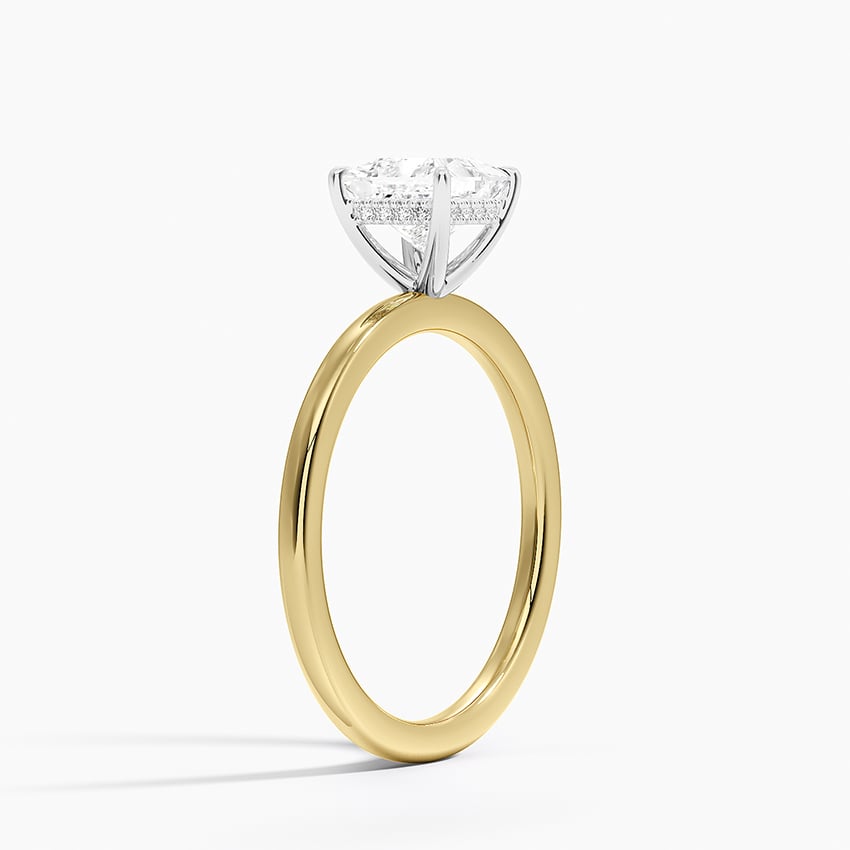 Platinum Adorned Mixed Metal Diamond Ring Yellow Gold 18k Princess Engagement Ring
