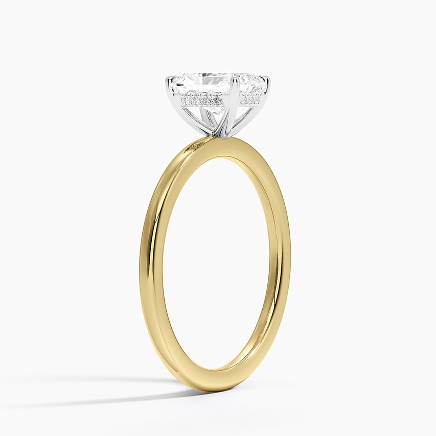 Platinum Adorned Mixed Metal Diamond Ring Yellow Gold 18k Radiant Engagement Ring