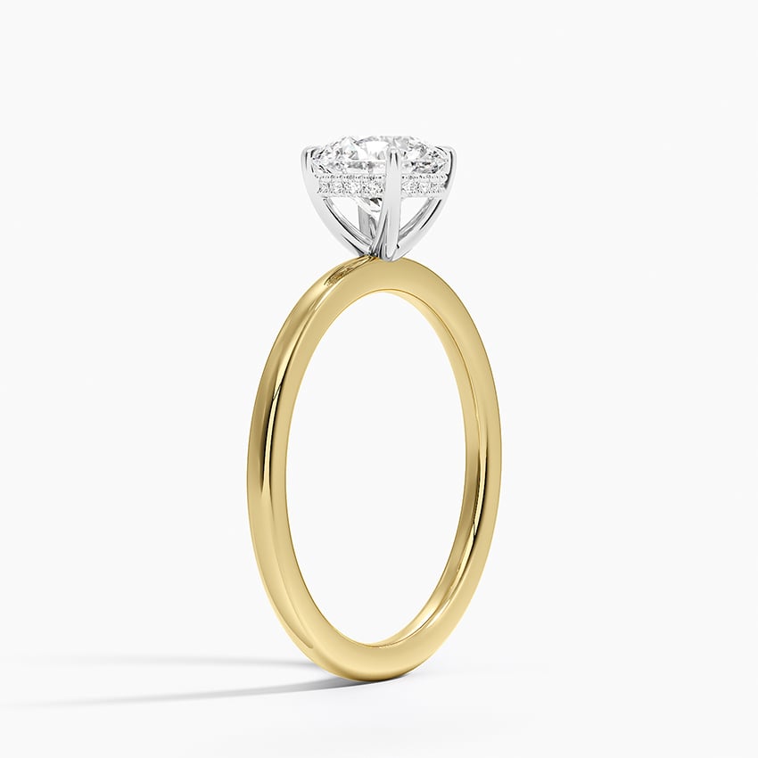 Platinum Adorned Mixed Metal Diamond Ring Yellow Gold 18k Round Engagement Ring