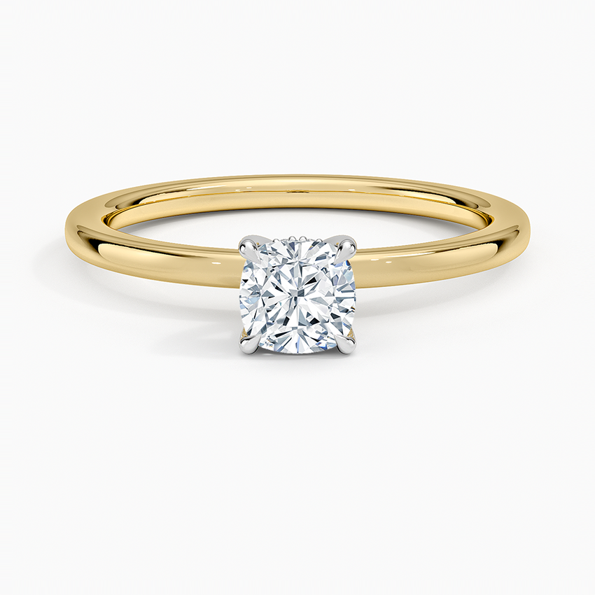 Platinum Adorned Mixed Metal Diamond Ring Platinum Cushion Engagement Ring