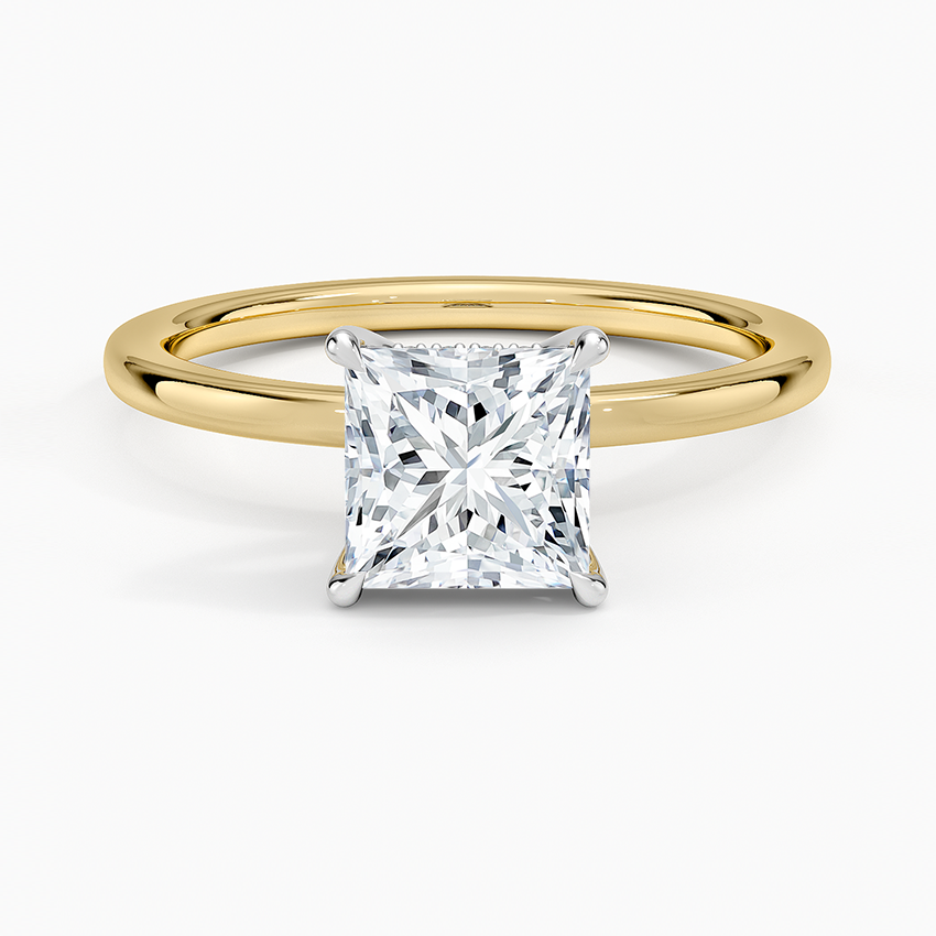 Platinum Adorned Mixed Metal Diamond Ring Platinum Princess Engagement Ring