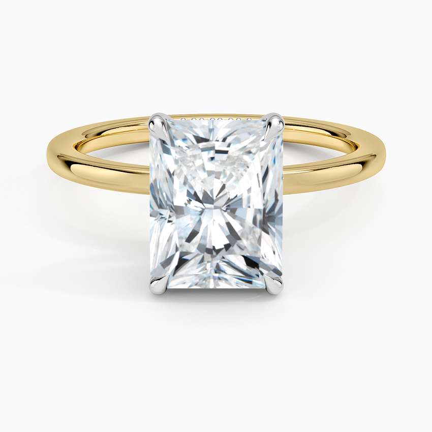 Platinum Adorned Mixed Metal Diamond Ring Platinum Radiant Engagement Ring