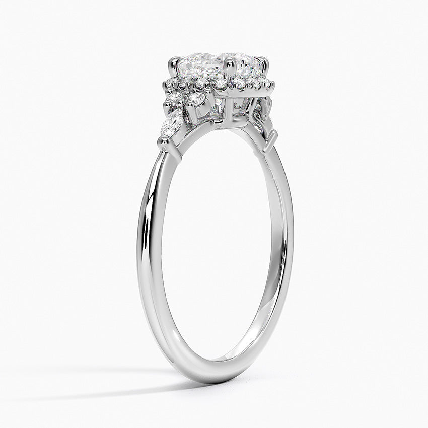 Nadia Halo Diamond Ring (1/4 ct. tw.) Platinum Cushion Engagement Ring