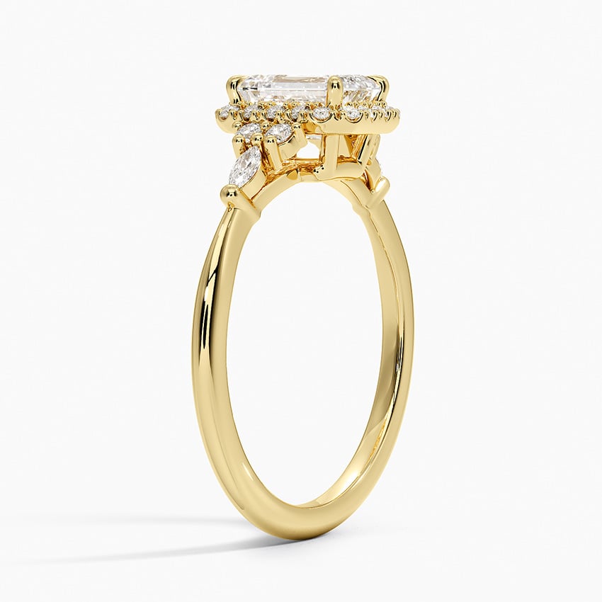 Nadia Halo Diamond Ring (1/4 ct. tw.) Yellow Gold 18k Emerald Engagement Ring