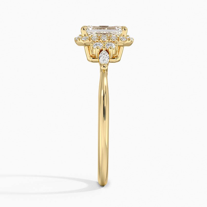 Nadia Halo Diamond Ring (1/4 ct. tw.) Yellow Gold 18k Emerald Engagement Ring