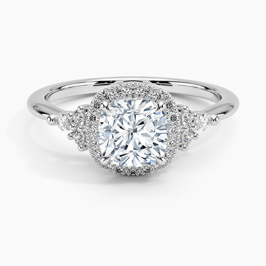 Nadia Halo Diamond Ring (1/4 ct. tw.) Platinum Cushion Engagement Ring