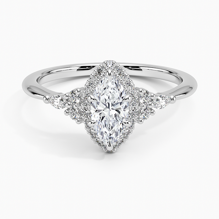Nadia Halo Diamond Ring (1/4 ct. tw.) Platinum Marquise Engagement Ring
