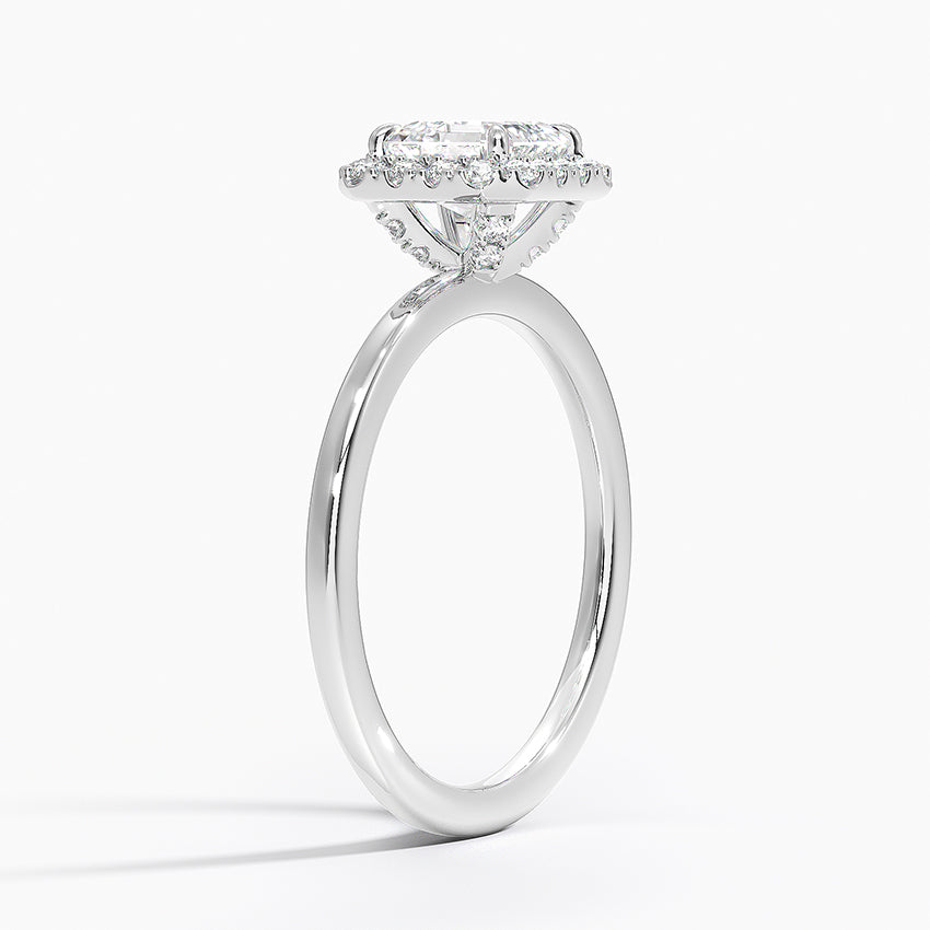 Vienna Halo Diamond Ring Platinum Asscher Engagement Ring