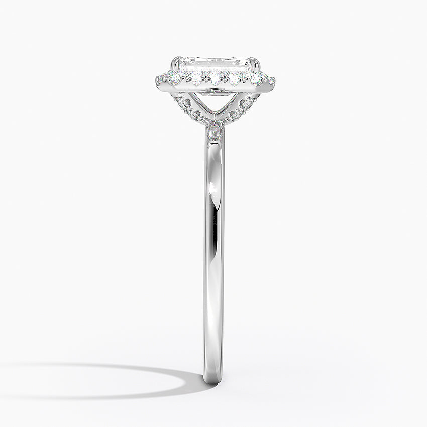 Vienna Halo Diamond Ring Platinum Emerald Engagement Ring