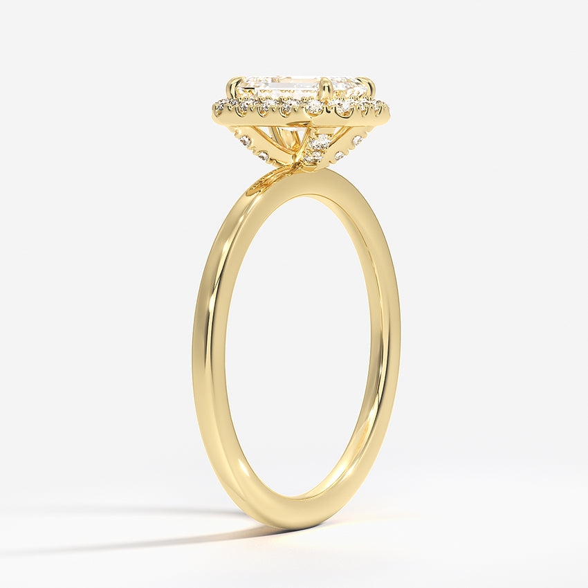 Vienna Halo Diamond Ring Yellow Gold 18k Emerald Engagement Ring