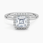 Vienna Halo Diamond Ring Platinum Asscher Engagement Ring