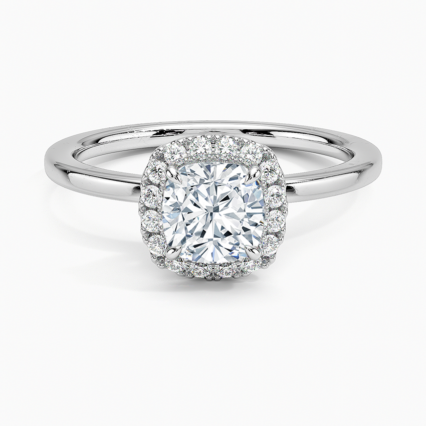 Vienna Halo Diamond Ring Platinum Cushion Engagement Ring