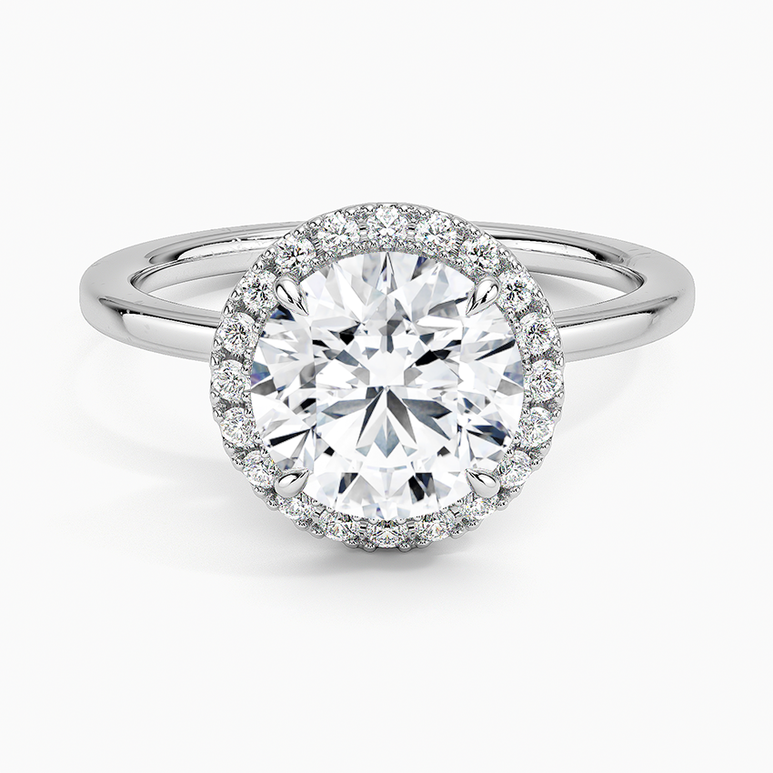 Vienna Halo Diamond Ring Platinum Round Engagement Ring