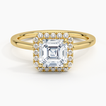 Vienna Halo Diamond Ring Yellow Gold 18k Asscher Engagement Ring