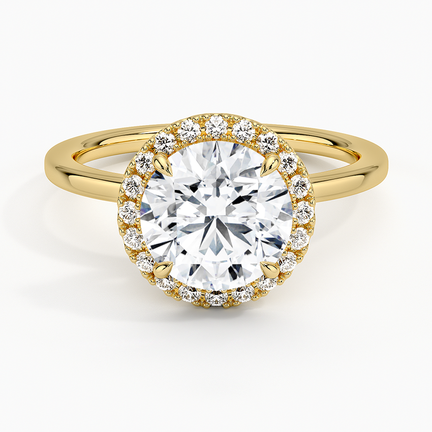 Vienna Halo Diamond Ring Yellow Gold 18k Round Engagement Ring