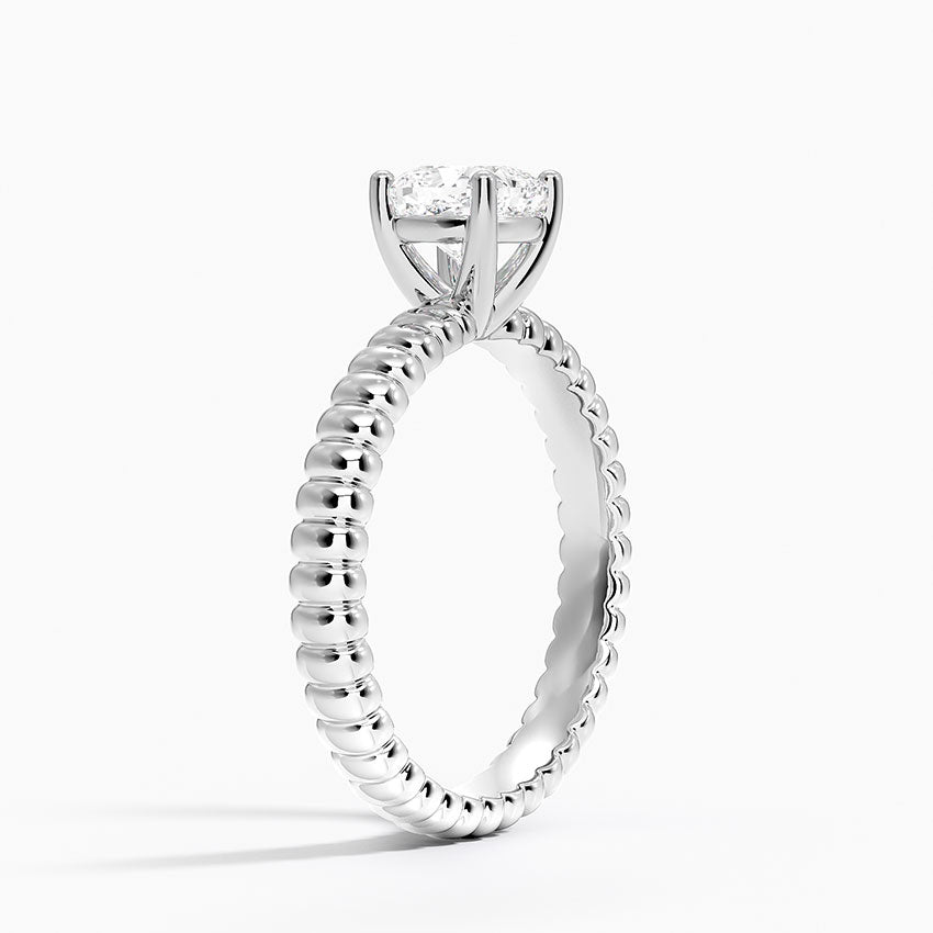 Petra Textured Solitaire Ring Platinum Cushion Engagement Ring