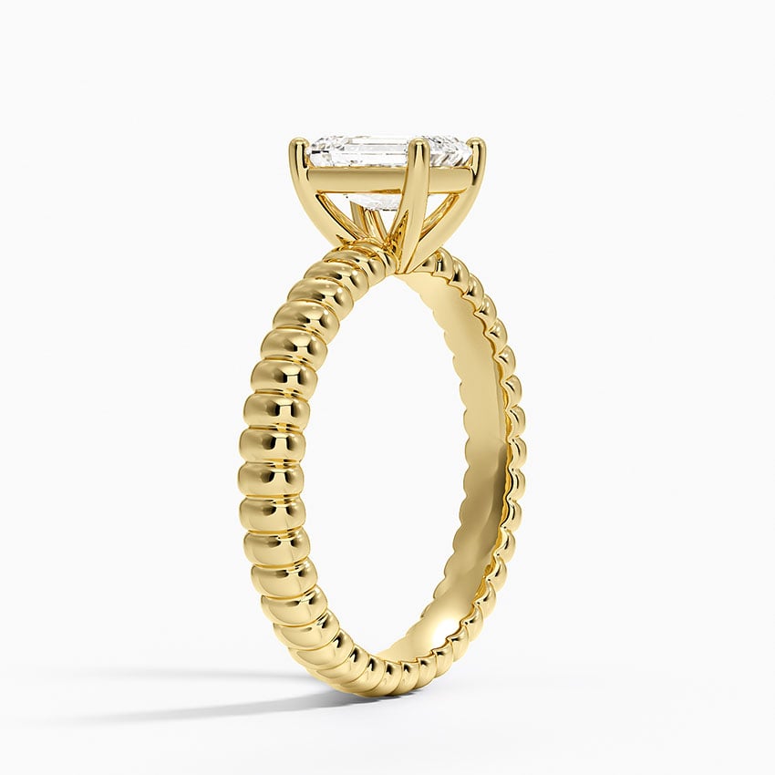 Petra Textured Solitaire Ring Yellow Gold 18k Emerald Engagement Ring