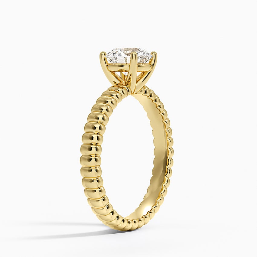Petra Textured Solitaire Ring Yellow Gold 18k Round Engagement Ring