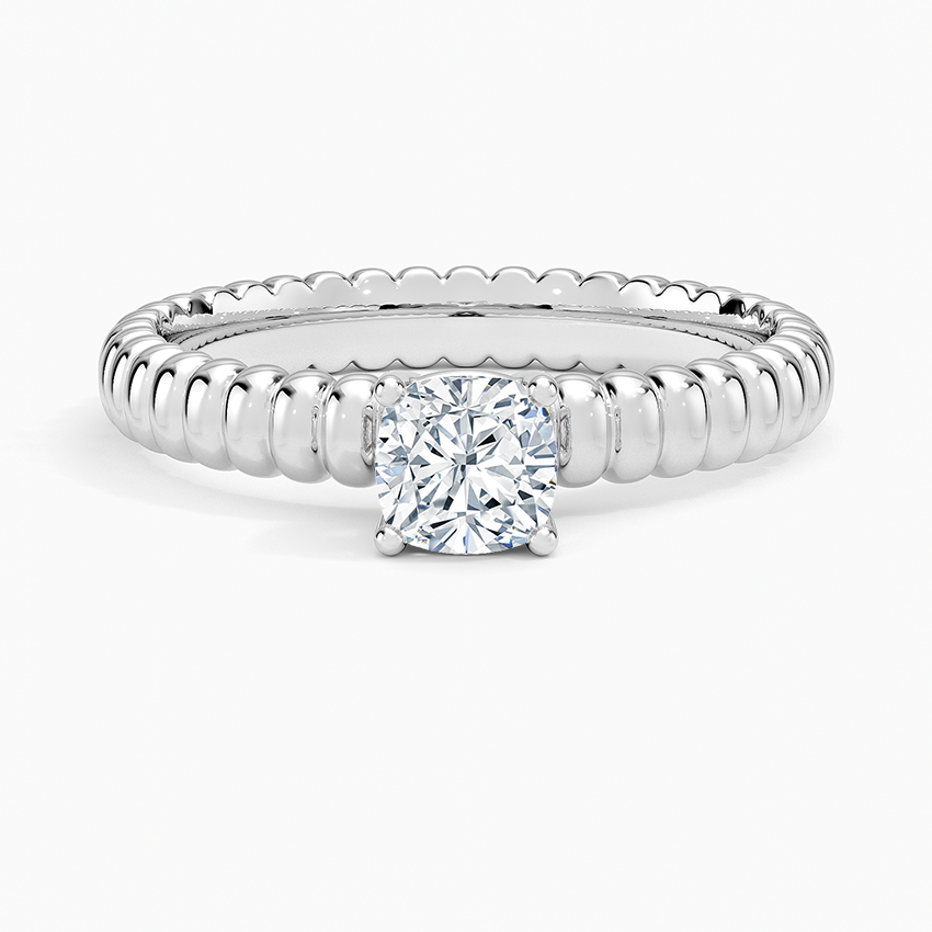 Petra Textured Solitaire Ring Platinum Cushion Engagement Ring