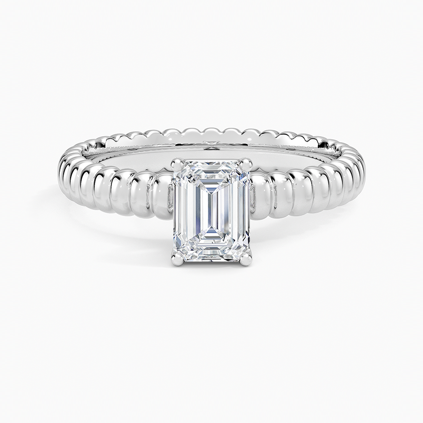 Petra Textured Solitaire Ring Platinum Emerald Engagement Ring