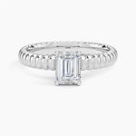 Petra Textured Solitaire Ring Platinum Emerald Engagement Ring