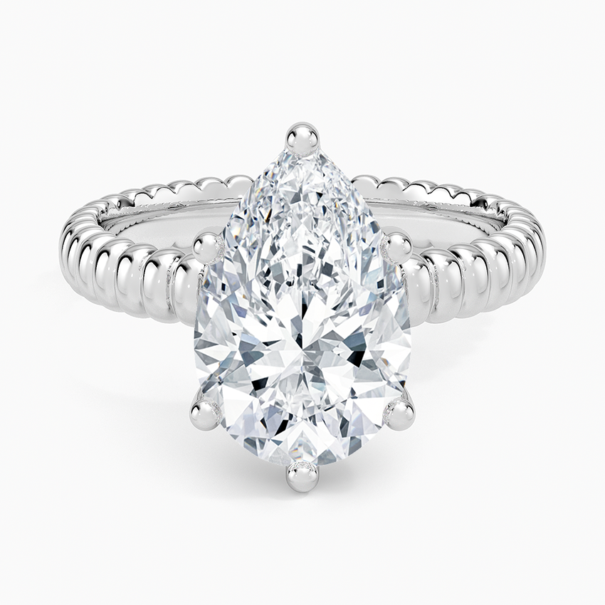 Petra Textured Solitaire Ring Platinum Pear Engagement Ring
