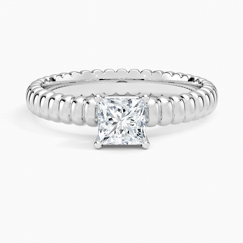 Petra Textured Solitaire Ring Platinum Princess Engagement Ring
