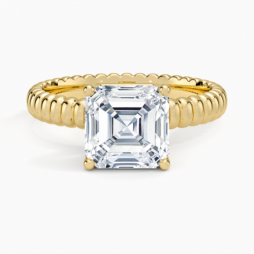 Petra Textured Solitaire Ring Yellow Gold 18k Asscher Engagement Ring