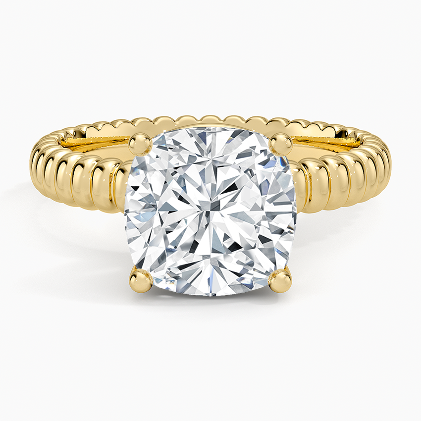 Petra Textured Solitaire Ring Yellow Gold 18k Cushion Engagement Ring