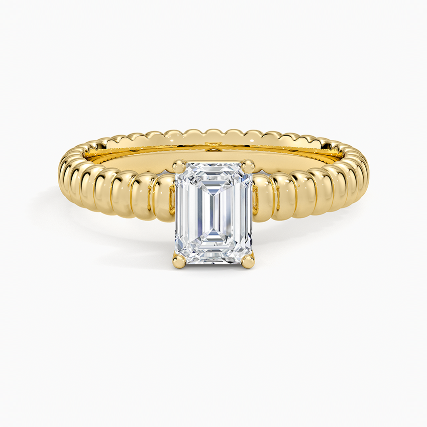 Petra Textured Solitaire Ring Yellow Gold 18k Emerald Engagement Ring