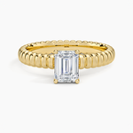 Petra Textured Solitaire Ring Yellow Gold 18k Emerald Engagement Ring