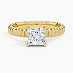 Petra Textured Solitaire Ring Yellow Gold 18k Princess Engagement Ring