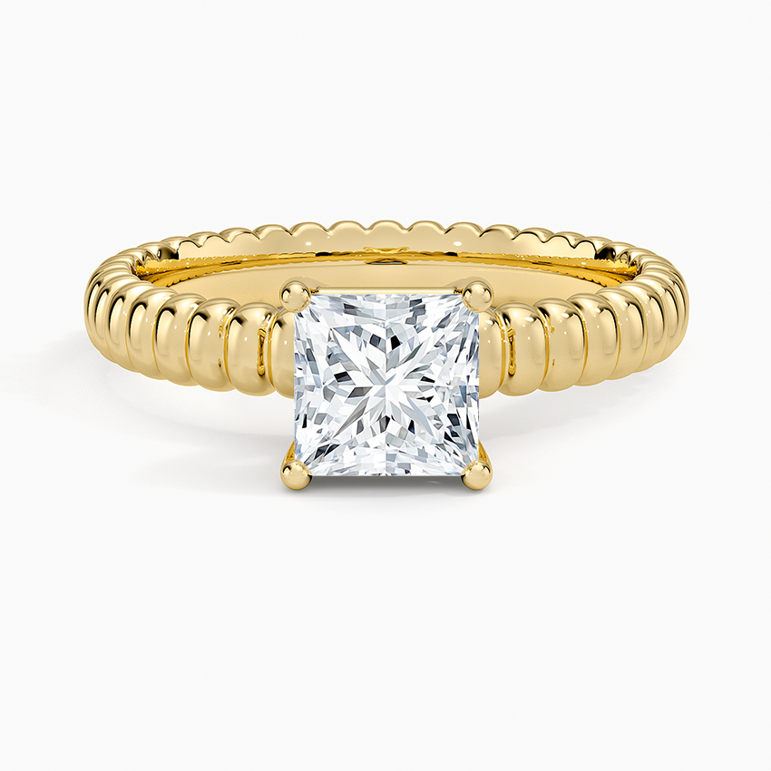 Petra Textured Solitaire Ring Yellow Gold 18k Princess Engagement Ring