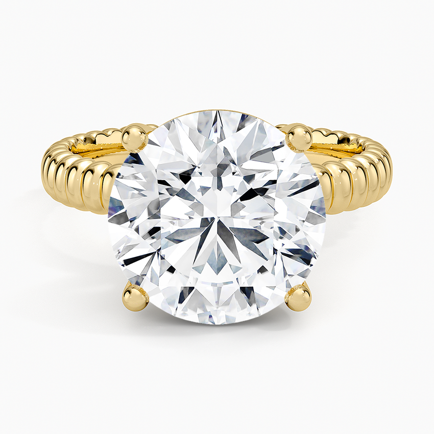Petra Textured Solitaire Ring Yellow Gold 18k Round Engagement Ring