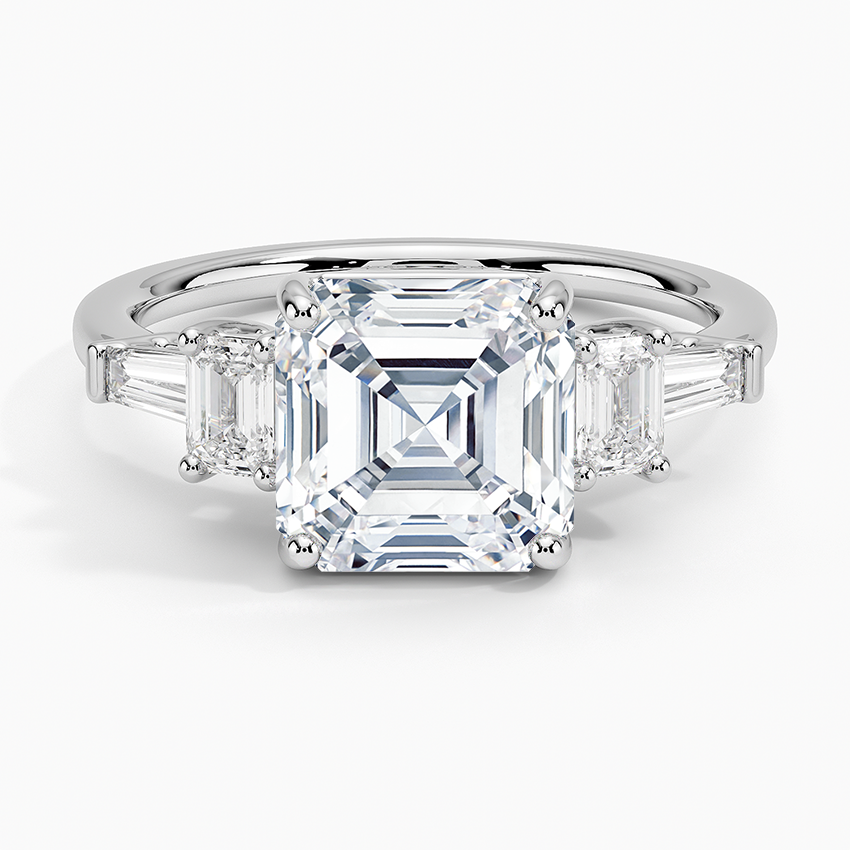 Cleo Five Stone Diamond Ring Platinum Asscher Engagement Ring